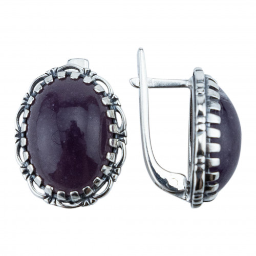 Серьги с10234 (9.50 г), серебро,  Фиолетовый Лепидолит купить в интернет-магазине Циркон С