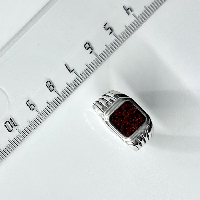 Кольцо к10237 (6.22 г), серебро, коричневый, яшма купить в интернет-магазине Циркон С