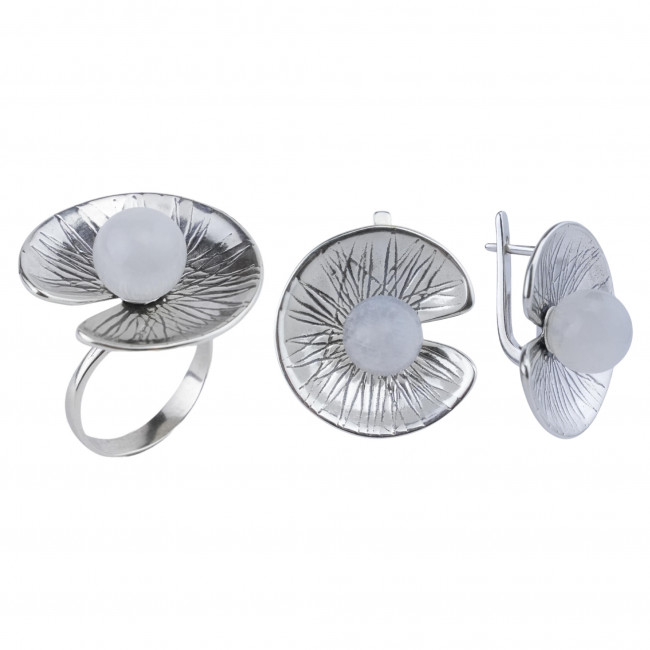 Серьги с10259 (12.80 г), серебро, молочно-голубой, адуляр купить в интернет-магазине Циркон С