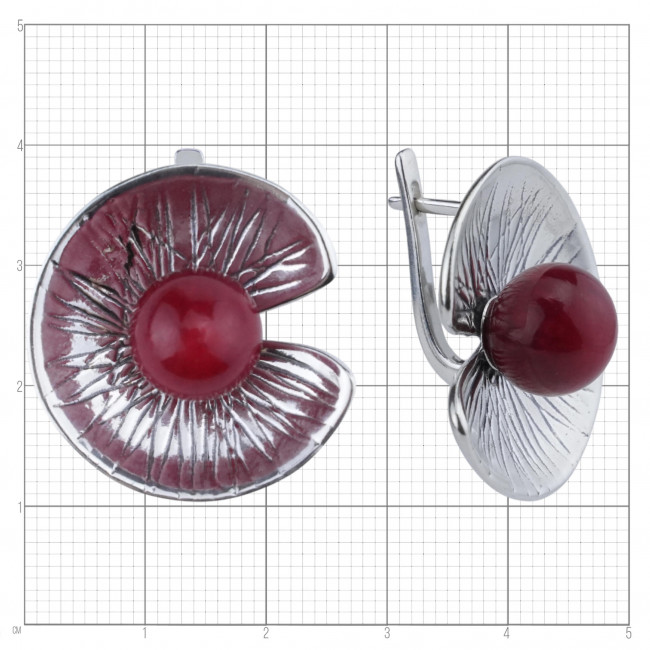 Серьги с10259 (13.22 г), серебро, красный, коралл (имит) купить в интернет-магазине Циркон С