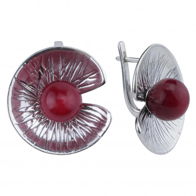 Серьги с10259 (13.22 г), серебро, красный, коралл (имит) купить в интернет-магазине Циркон С