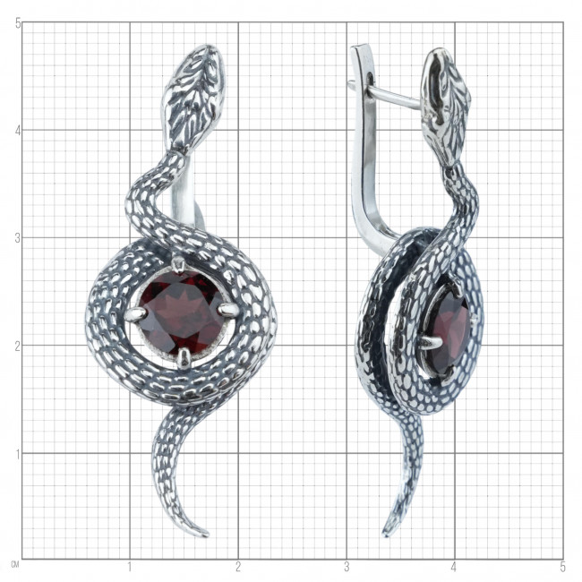 Серьги с10262 (10.61 г), серебро, красный, гранат купить в интернет-магазине Циркон С