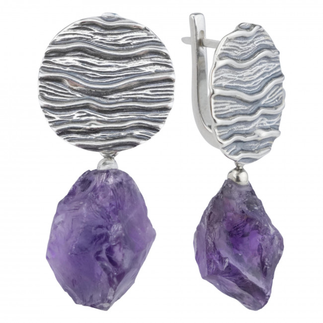 Серьги с10264 (11.50 г), серебро, фиолетовый, аметист купить в интернет-магазине Циркон С