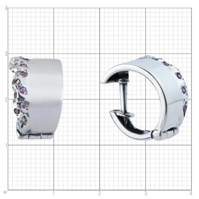 Серьги с10268 (5.02 г), серебро, фиолетовый, красный, аметист, гранат купить в интернет-магазине Циркон С
