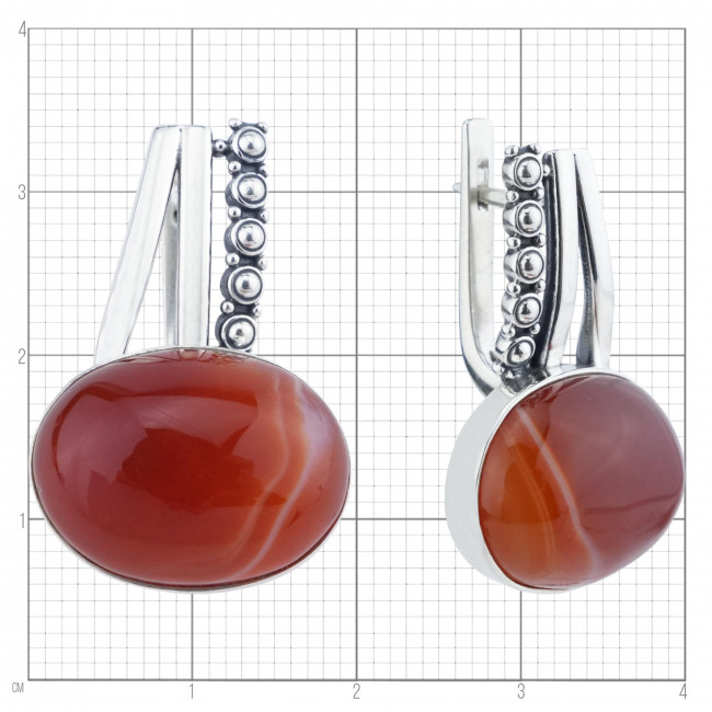 Серьги с10276 (16.81 г), серебро, коричневый, сердолик купить в интернет-магазине Циркон С