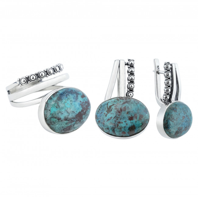 Серьги с10276 (14.92 г), серебро, синий, хризоколла купить в интернет-магазине Циркон С