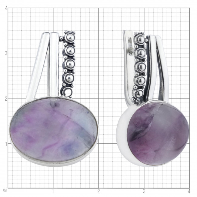 Серьги с10276 (16.86 г), серебро, фиолетово-зеленый, флюорит купить в интернет-магазине Циркон С