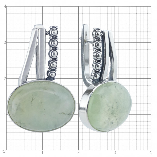 Серьги с10276 (15.89 г), серебро, зеленый, пренит купить в интернет-магазине Циркон С
