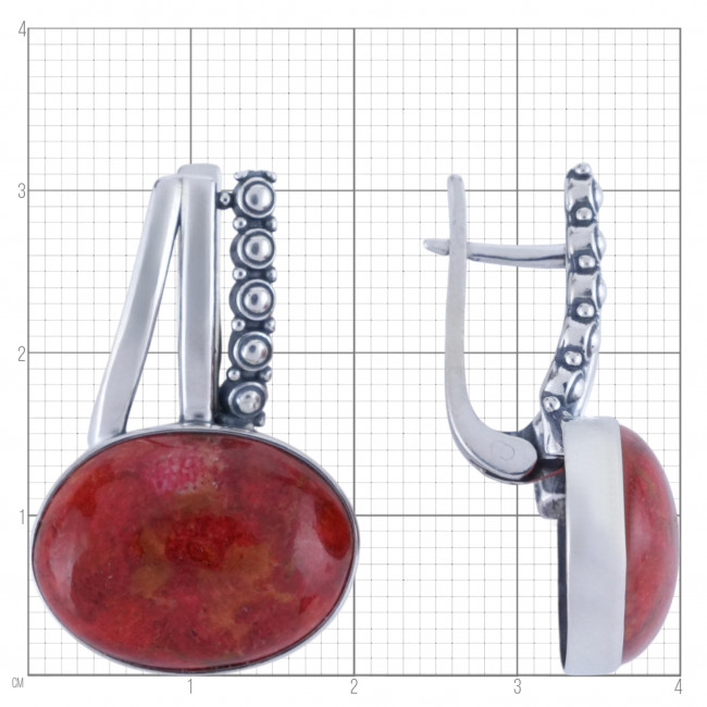 Серьги с10276 (13.89 г), серебро, красный, коралл губч. купить в интернет-магазине Циркон С