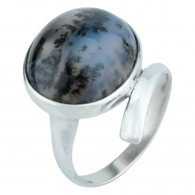 Серебряное кольцо Циркон к10278, серый, агат моховой Кольцо к10278 (6.21 г), серебро, серый, агат моховой купить в интернет-магазине Циркон С