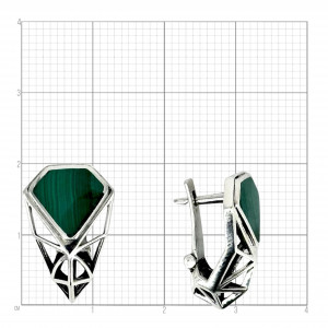 Серьги из серебра с малахитом с10281