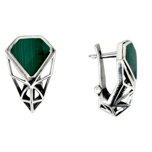 Серьги из серебра с малахитом с10281