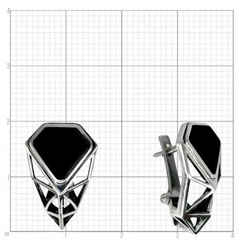 Серьги с10281 (4.31 г), серебро,  Черный Обсидиан (Имит) купить в интернет-магазине Циркон С