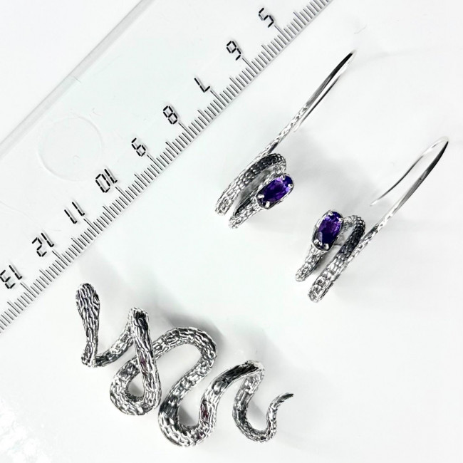 Серьги с10288 (11.10 г), серебро, фиолетовый, аметист купить в интернет-магазине Циркон С