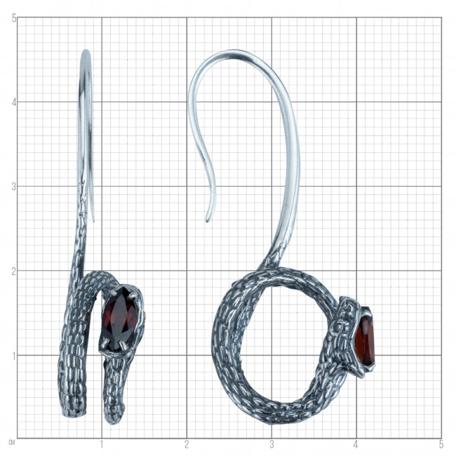Серьги с10288 (11.28 г), серебро, красный, гранат купить в интернет-магазине Циркон С