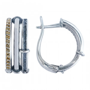Серьги из серебра с цитрином с10289