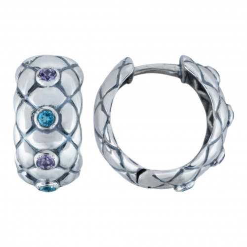Серьги с10290 (5.80 г), серебро,  Фиолетовый, Голубой Аметист, Топаз Свисс купить в интернет-магазине Циркон С
