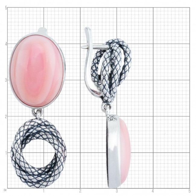 Серьги с10291 (18.18 г), серебро, розовый, кожа ангела купить в интернет-магазине Циркон С