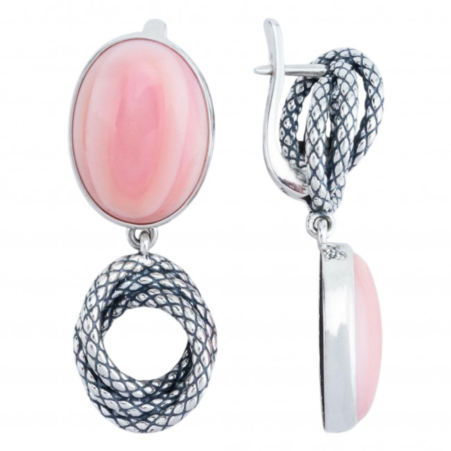 Серьги с10291 (18.18 г), серебро, розовый, кожа ангела купить в интернет-магазине Циркон С
