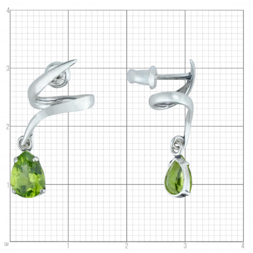 Серьги с10295 (2.51 г), серебро,  Зелено-желтый Хризолит купить в интернет-магазине Циркон С
