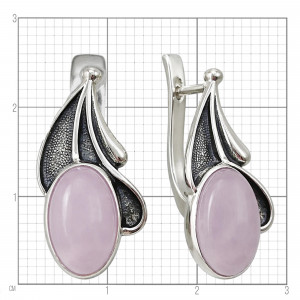 Серьги с103 (5.50 г), серебро,  Розовый Кварц розовый (Имит) купить в интернет-магазине Циркон С