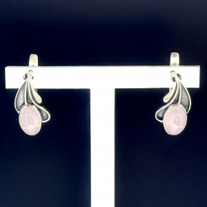 Серьги с103 (5.50 г), серебро,  Розовый Кварц розовый (Имит) купить в интернет-магазине Циркон С