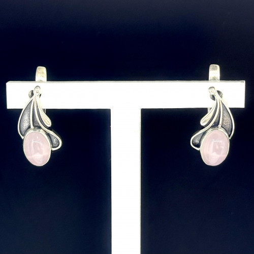 Серьги с103 (5.50 г), серебро,  Розовый Кварц розовый (Имит) купить в интернет-магазине Циркон С