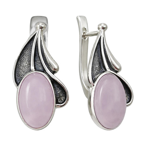Серьги с103 (5.50 г), серебро,  Розовый Кварц розовый (Имит) купить в интернет-магазине Циркон С