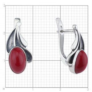 Серьги с103 (5.38 г), серебро,  Красный Коралл (Имит) купить в интернет-магазине Циркон С