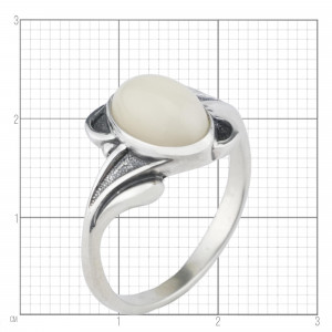 Кольцо к103 (2.50 г), серебро,  Белый Кахолонг (Имит) купить в интернет-магазине Циркон С