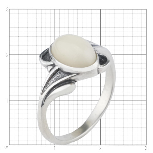 Кольцо к103 (2.50 г), серебро,  Белый Кахолонг (Имит) купить в интернет-магазине Циркон С
