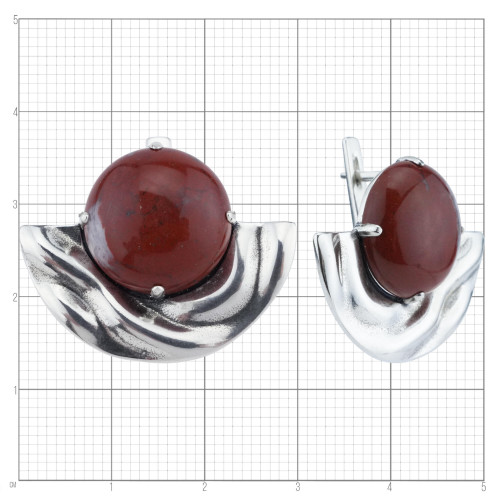 Серьги с10301 (13.92 г), серебро,  Красный Яшма купить в интернет-магазине Циркон С