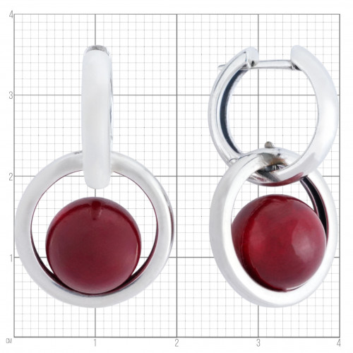 Серьги с10303 (12.20 г), серебро,  Красный Коралл (Имит) купить в интернет-магазине Циркон С