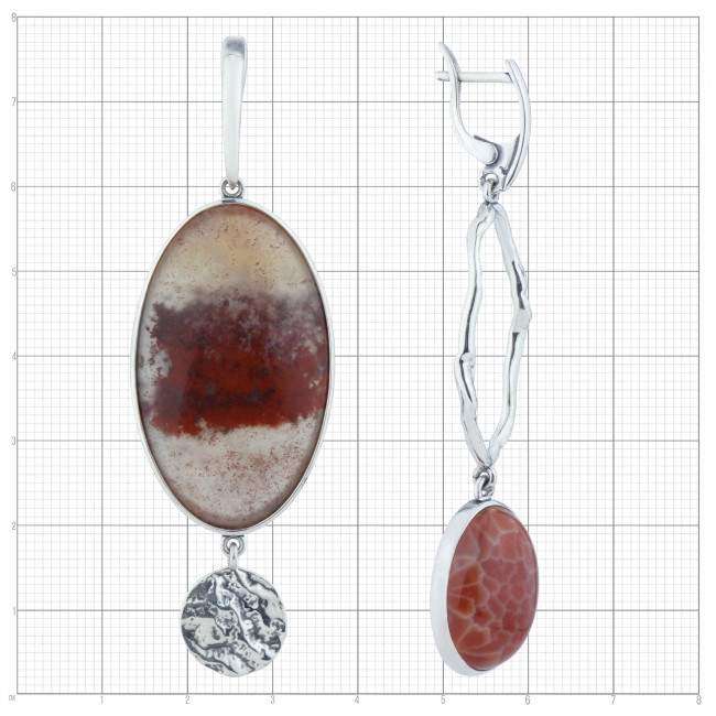 Серебряные серьги Циркон с10307, коричневый, агат, яшма Серьги с10307 (18.76 г), серебро, коричневый, агат, яшма купить в интернет-магазине Циркон С