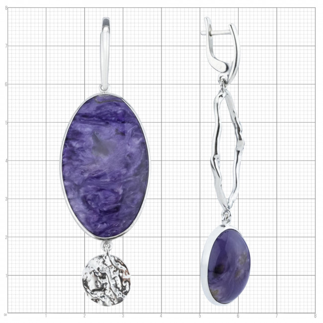 Серебряные серьги Циркон с10307, фиолетовый, чароит Серьги с10307 (18.91 г), серебро, фиолетовый, чароит купить в интернет-магазине Циркон С