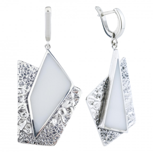 Серьги с10308 (19.63 г), серебро, белый, кахолонг (имит) купить в интернет-магазине Циркон С