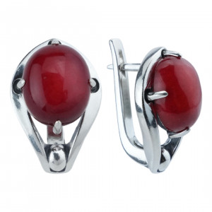 Серьги из серебра с кораллом с10312