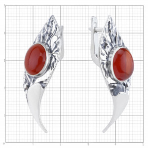Серьги с10313 (10.16 г), серебро,  Коричневый Сердолик купить в интернет-магазине Циркон С