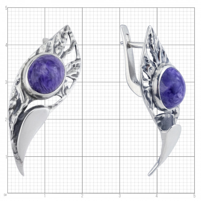 Серьги с10313 (10.50 г), серебро,  Фиолетовый Чароит купить в интернет-магазине Циркон С