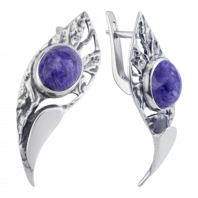 Серьги с10313 (10.50 г), серебро,  Фиолетовый Чароит купить в интернет-магазине Циркон С