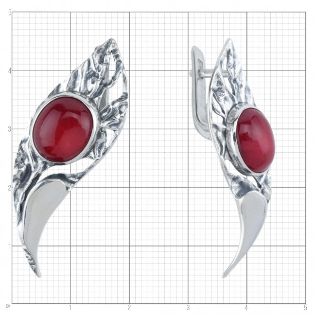 Серьги с10313 (10.32 г), серебро, красный, коралл купить в интернет-магазине Циркон С