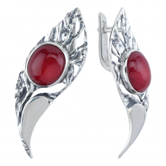 Серьги с10313 (10.32 г), серебро, красный, коралл купить в интернет-магазине Циркон С