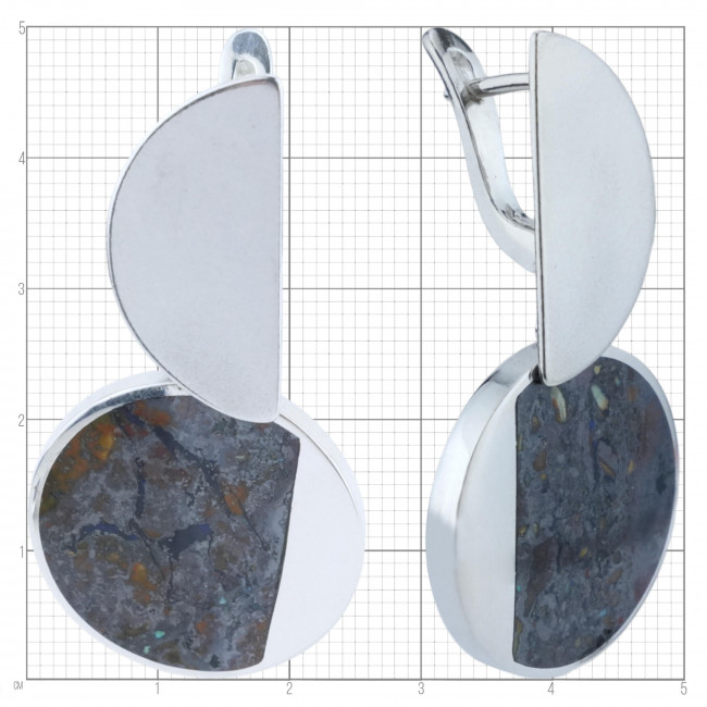 Серьги с10314 (11.94 г), серебро, коричневый, заринит купить в интернет-магазине Циркон С
