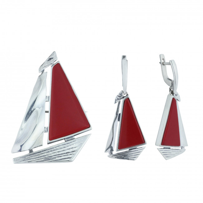 Серьги с10315 (9.90 г), серебро, красный, коралл (имит) купить в интернет-магазине Циркон С