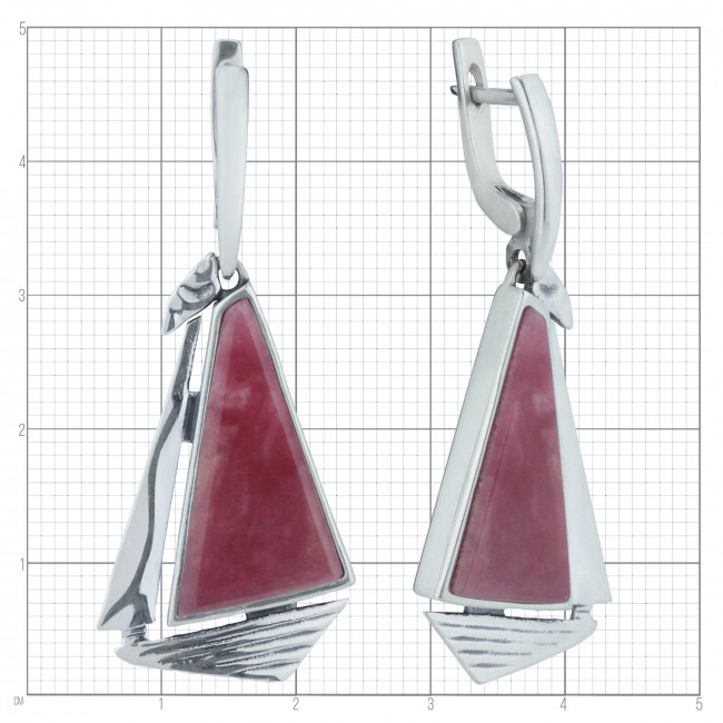 Серьги с10315 (11.60 г), серебро, розовый, родонит купить в интернет-магазине Циркон С