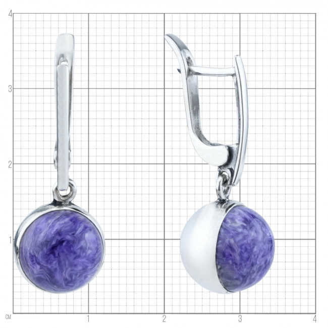 Серьги с10316 (8.78 г), серебро, фиолетовый, чароит купить в интернет-магазине Циркон С