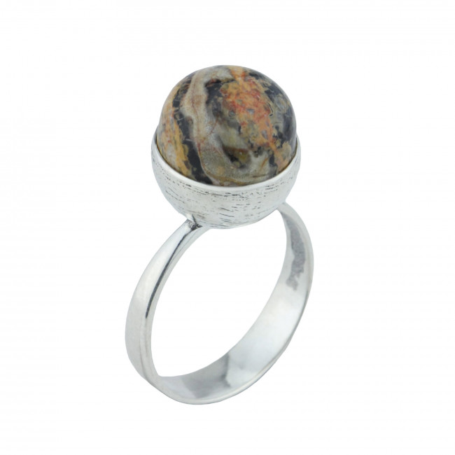 Кольцо к10316 (5.08 г), серебро, серо-желтый, яшма купить в интернет-магазине Циркон С