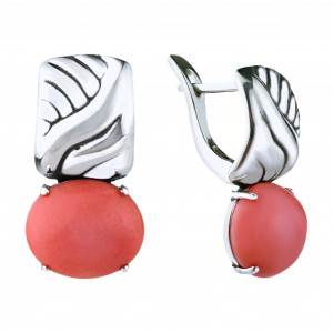 Серьги из серебра с кораллом с10320