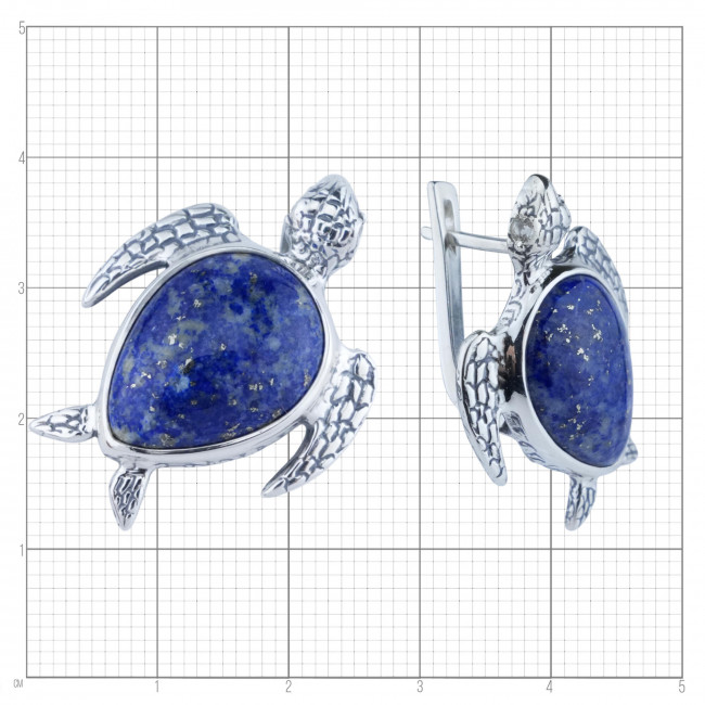 Серьги с10322 (11.35 г), серебро, синий, белый, лазурит, топаз купить в интернет-магазине Циркон С