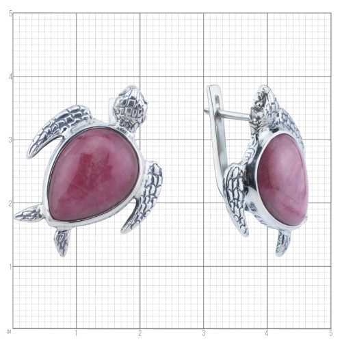 Серьги с10322 (12.10 г), серебро,  Розовый, Белый Родонит, Топаз купить в интернет-магазине Циркон С